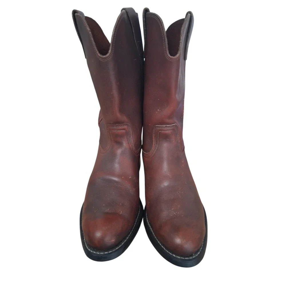 Vintage Vulcan Western Mens‎ size 8½D Smooth Leather Cowboy Boots Oil Resistant